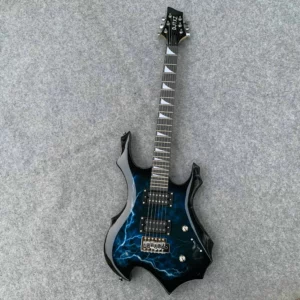 Striking Lightning Bolt Graphic Electric Guitar - Eye-Candy Rock Machine, Pro Setup Included