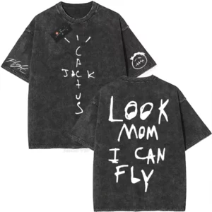 Travis Scott Cactus Jack Washed T-Shirt - Streetwear Tee , Distressed Vintage Style, Hip-Hop Inspired Casual Wear for Fans